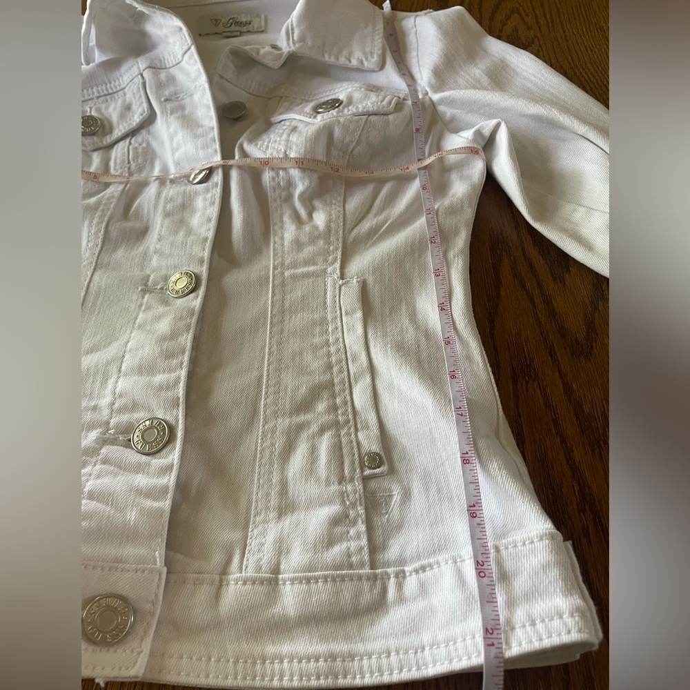 Guess Classic White Fitted Denim Jean Jacket Sz M - Picture 8 of 12